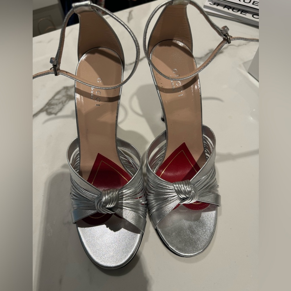 Gucci silver heeled sandal